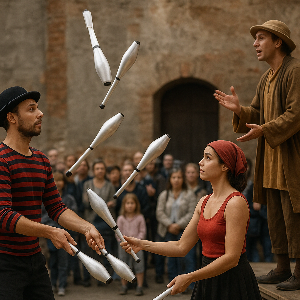 Jak kuglarze współpracują z teatrem ulicznym