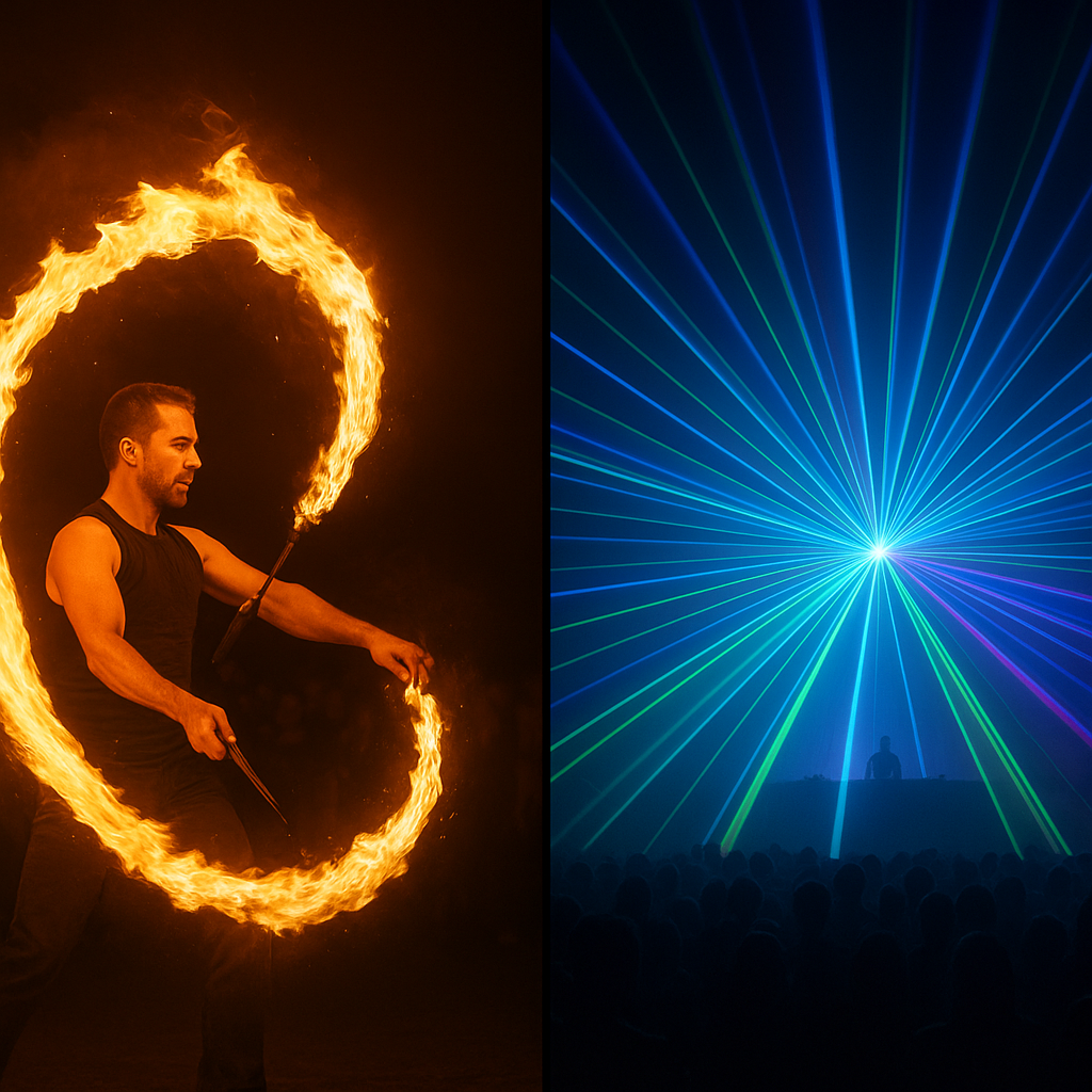 Jakie są różnice między pokazami fireshow a lightshow