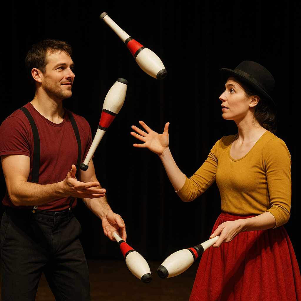 Jak kuglarze uczą się wspólnej improwizacji na scenie