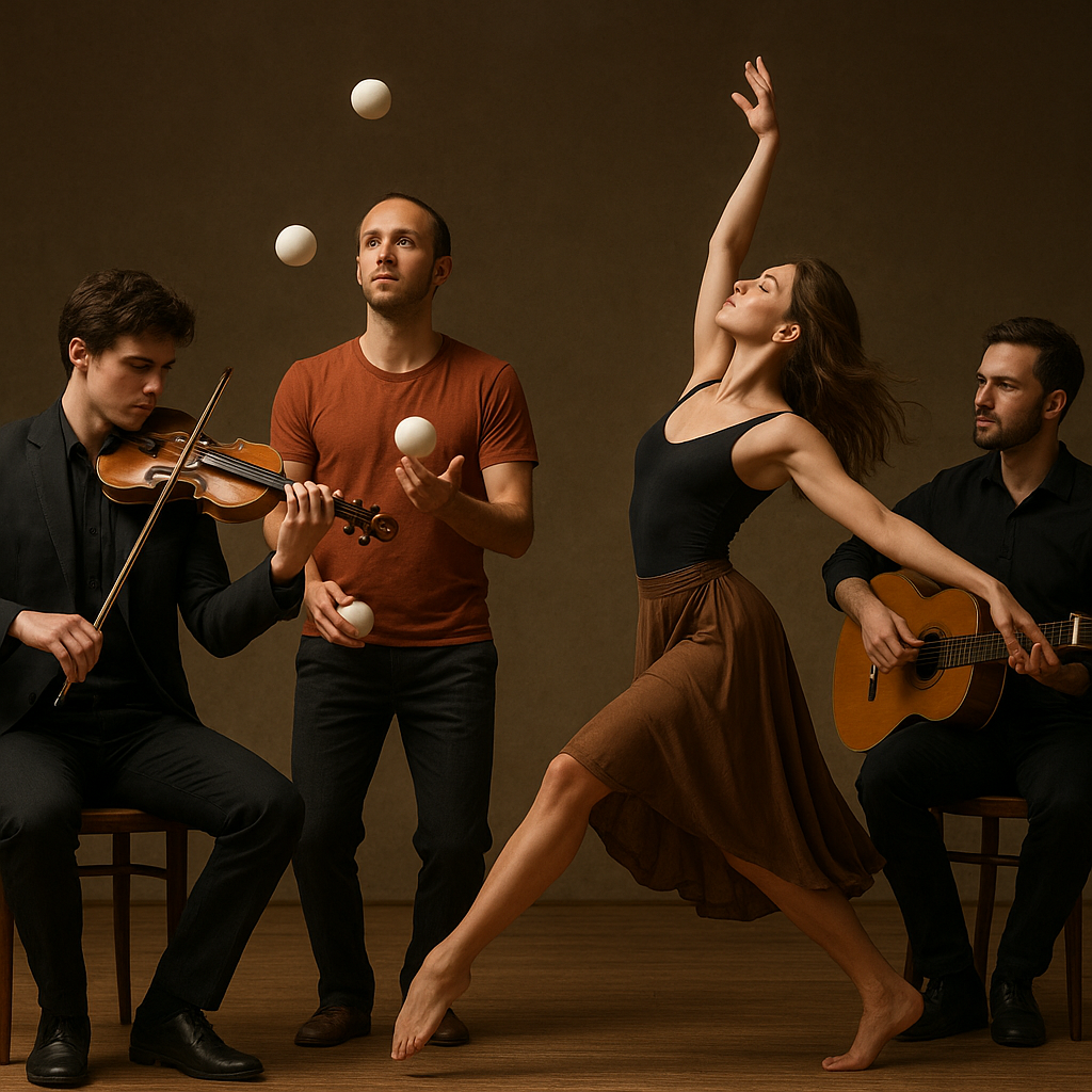 Jak wygląda współpraca kuglarzy z muzykami i tancerzami